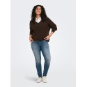 ONLY CARMAKOMA Camilla V-hals strik pullover - Coffee Bean