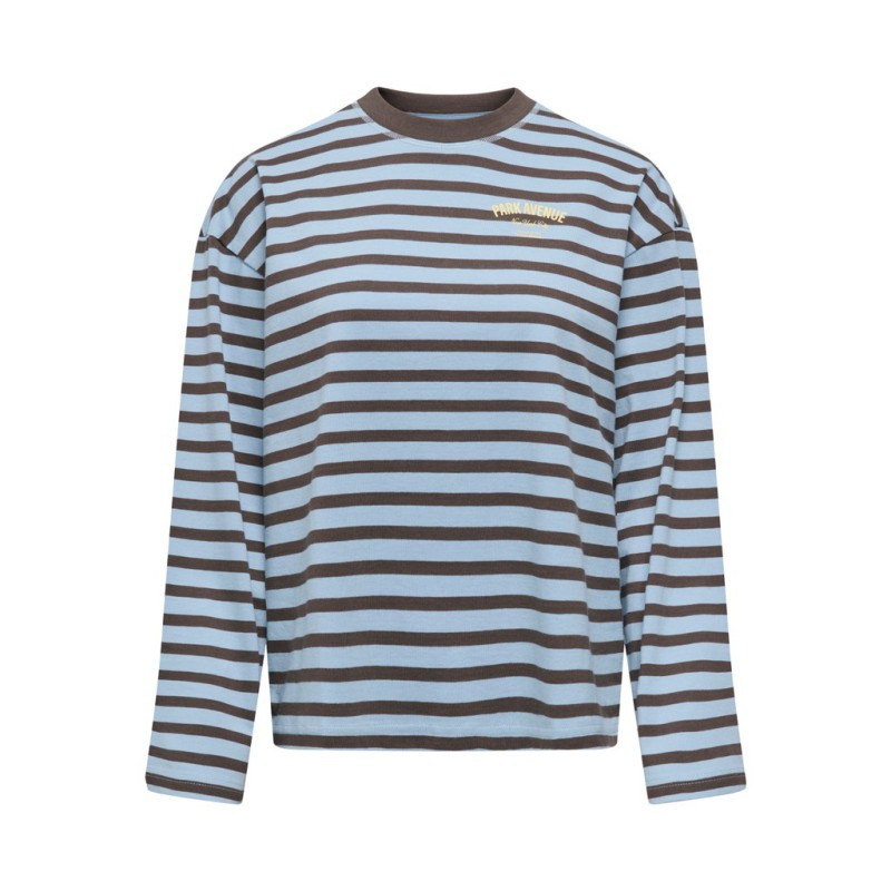ONLY Freja langærmet Top med striber - Cashmere Blue/ Braken