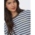 ONLY Freja langærmet Top med striber - Cashmere Blue/ Braken
