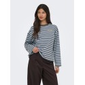 ONLY Freja langærmet Top med striber - Cashmere Blue/ Braken