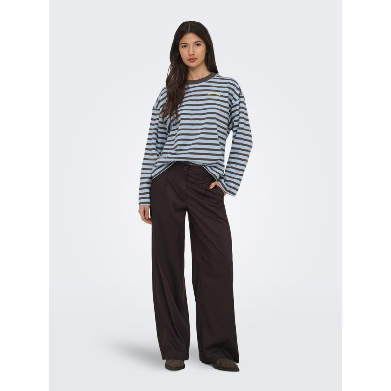 ONLY Freja langærmet Top med striber - Cashmere Blue/ Braken
