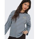 ONLY Freja langærmet Top med striber - Cashmere Blue/ Braken