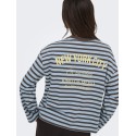 ONLY Freja langærmet Top med striber - Cashmere Blue/ Braken