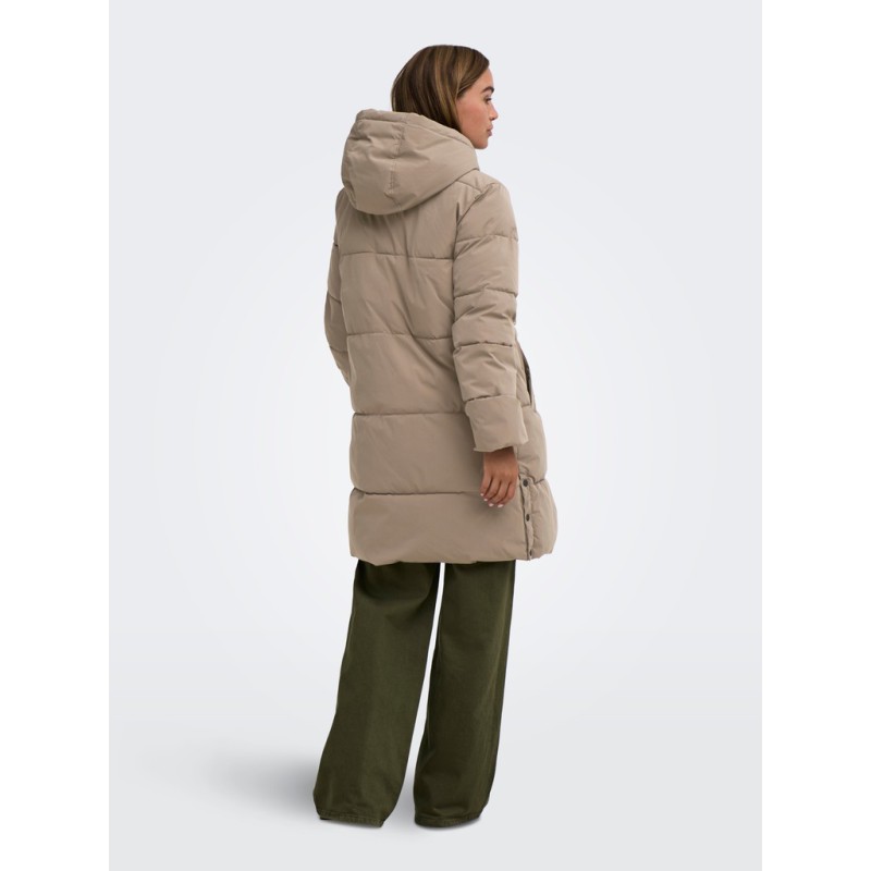 JDY Blair lang puffer jakke - Walnut CONTRAST BLACK