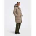 JDY Blair lang puffer jakke - Walnut CONTRAST BLACK