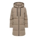 JDY Blair lang puffer jakke - Walnut CONTRAST BLACK
