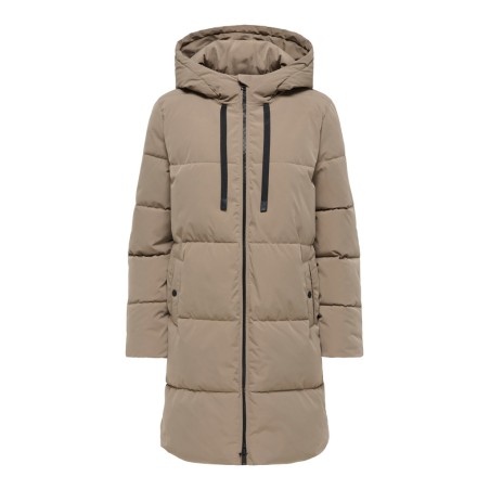JDY Blair lang puffer jakke - Walnut CONTRAST BLACK