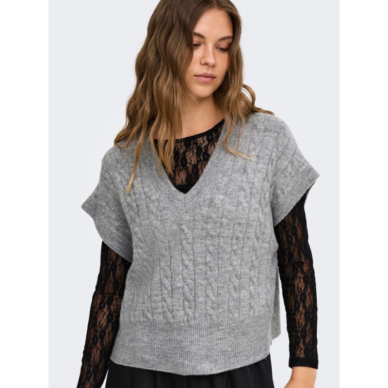 ONLY Melody strikvest - Medium Grey Melange