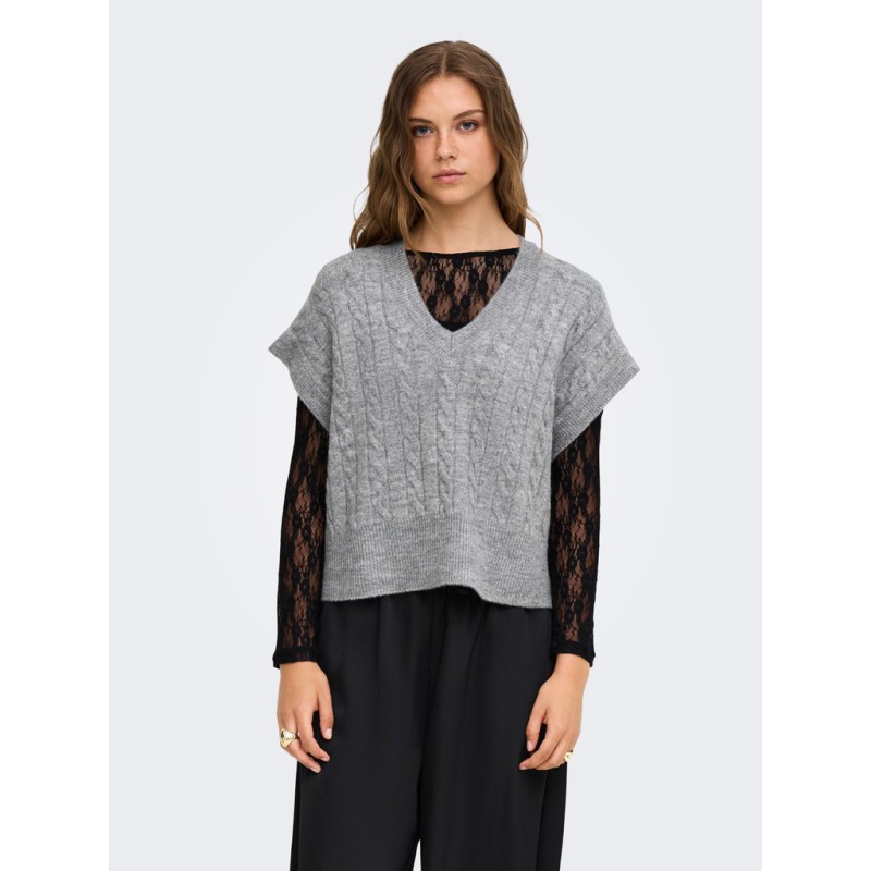 ONLY Melody strikvest - Medium Grey Melange