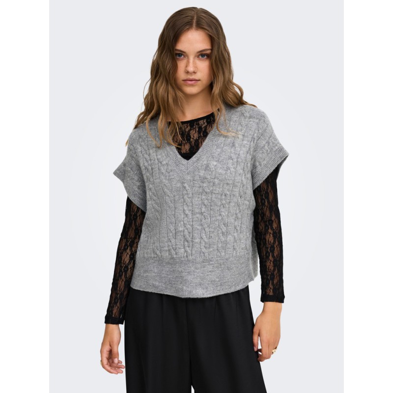 ONLY Melody strikvest - Medium Grey Melange