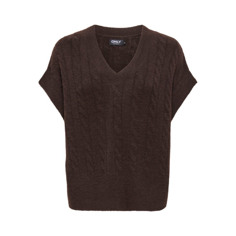 ONLY Melody strikvest - Coffee Bean Melange