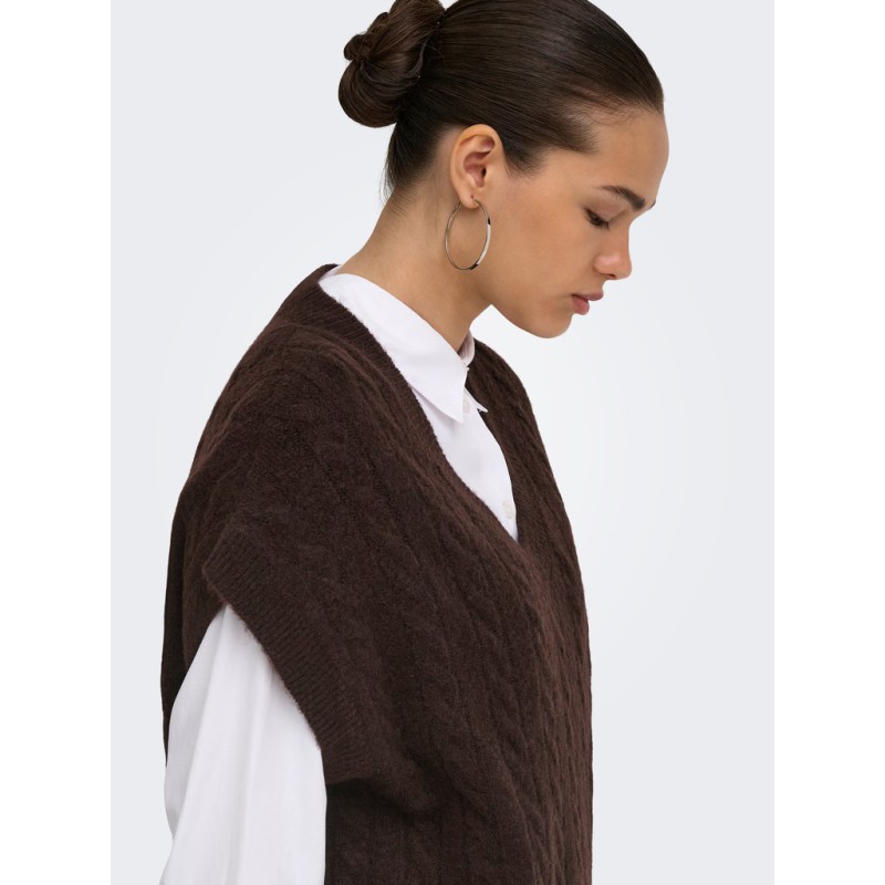 ONLY Melody strikvest - Coffee Bean Melange