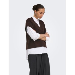 ONLY Melody strik vest - Coffee Bean Melange