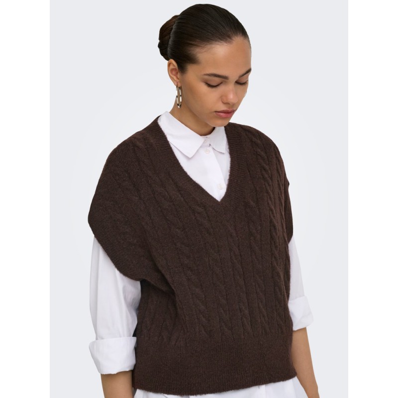 ONLY Melody strikvest - Coffee Bean Melange
