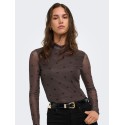 ONLY Erica mesh langærmet bluse - Coffee Bean / BLACK HEART