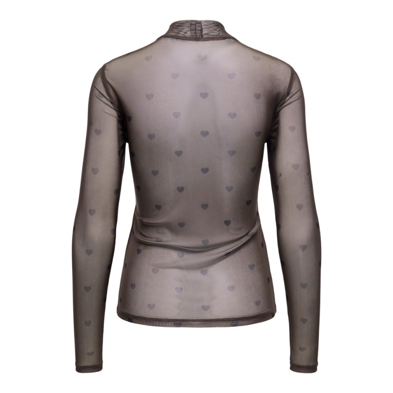 ONLY Erica mesh langærmet bluse - Coffee Bean / BLACK HEART
