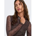 ONLY Erica mesh langærmet bluse - Coffee Bean / BLACK HEART