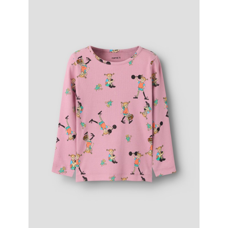 NAME IT MINI Ara pippi langærmet slim bluse - Lilas