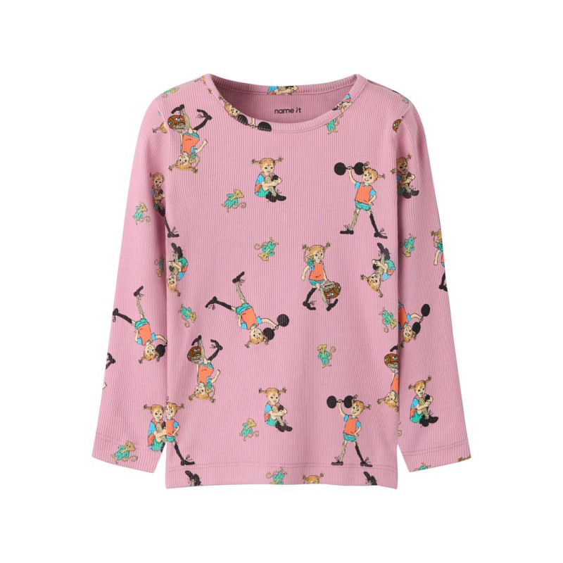 NAME IT MINI Ara pippi langærmet slim bluse - Lilas