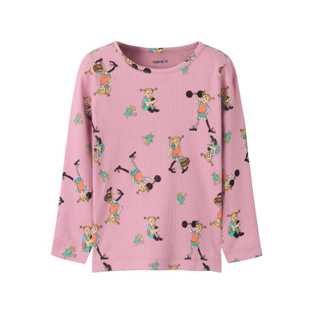 NAME IT MINI Ara pippi langærmet slim bluse - Lilas