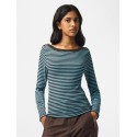 PIECES langærmet boatneck bluse - Blue Radiance / HOT FUDGE