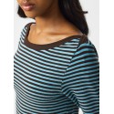 PIECES langærmet boatneck bluse - Blue Radiance / HOT FUDGE