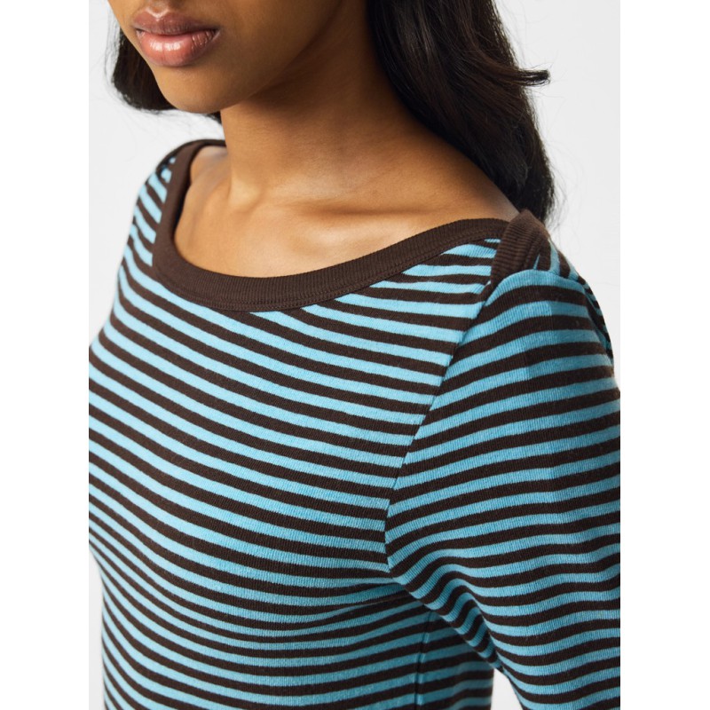 PIECES langærmet boatneck bluse - Blue Radiance / HOT FUDGE