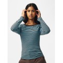 PIECES langærmet boatneck bluse - Blue Radiance / HOT FUDGE