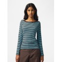 PIECES langærmet boatneck bluse - Blue Radiance / HOT FUDGE