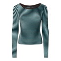 PIECES langærmet boatneck bluse - Blue Radiance / HOT FUDGE