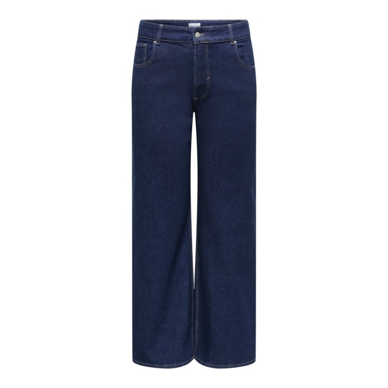 ONLY CARMAKOMA Juicy højtaljet brede jeans - Dark Blue Denim