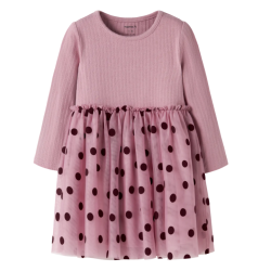 NAME IT MINI Nagina langærmet tulle kjole - Lilas