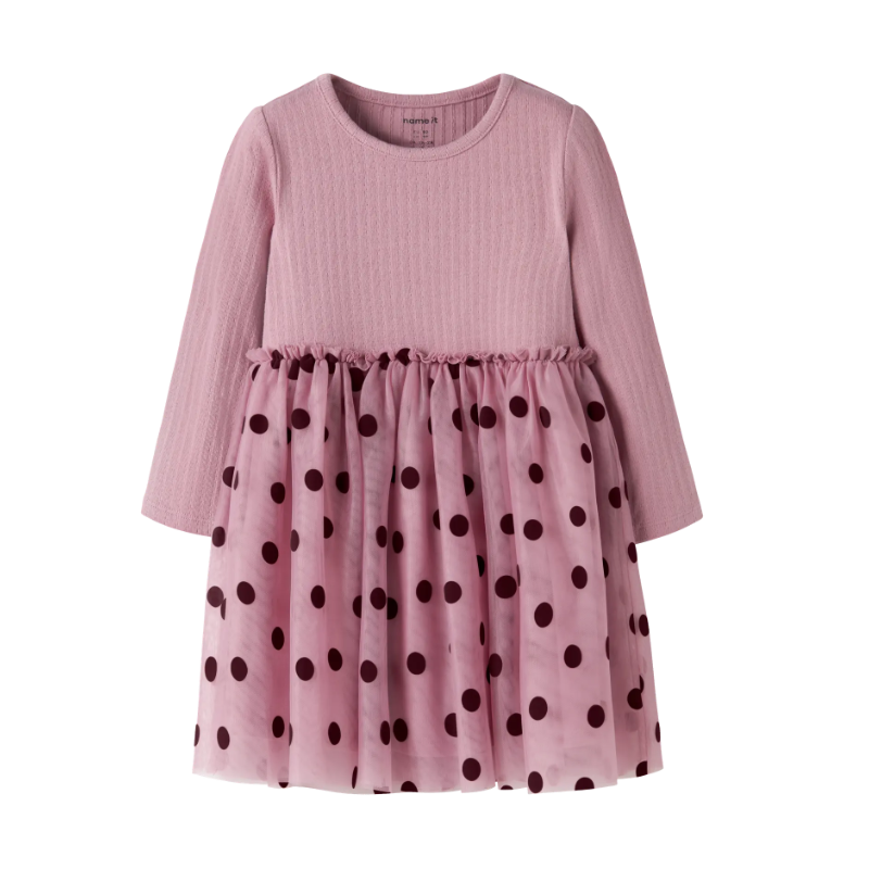 NAME IT MINI Nagina langærmet tulle kjole - Lilas