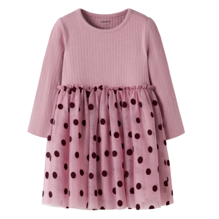 NAME IT MINI Nagina langærmet tulle kjole - Lilas