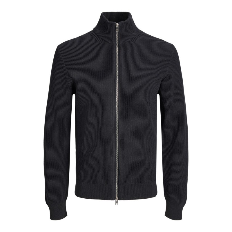 JACK & JONES PLUS Perfect strik lynlås cardigan - Sort