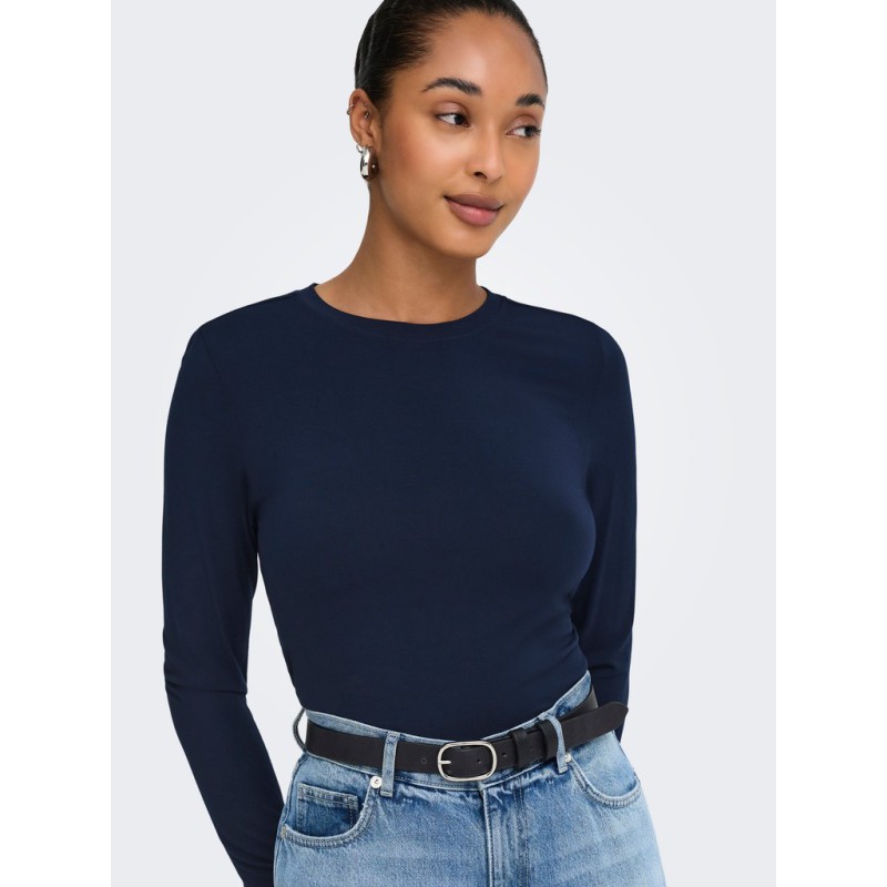 ONLY Bamboo langærmet bluse - Night Sky