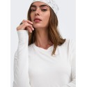 ONLY Bamboo langærmet bluse - Cloud Dancer
