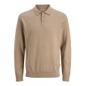 JJ REBEL Callum strik polo - Crockery / MELANGE