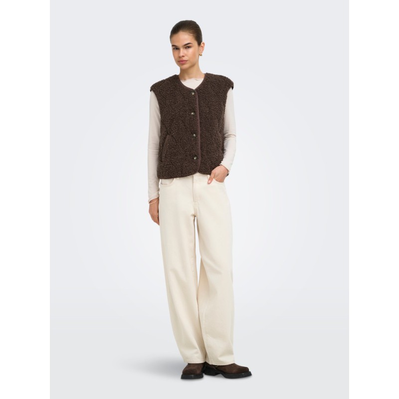 ONLY Lines teddy vest - Chocolate Martini