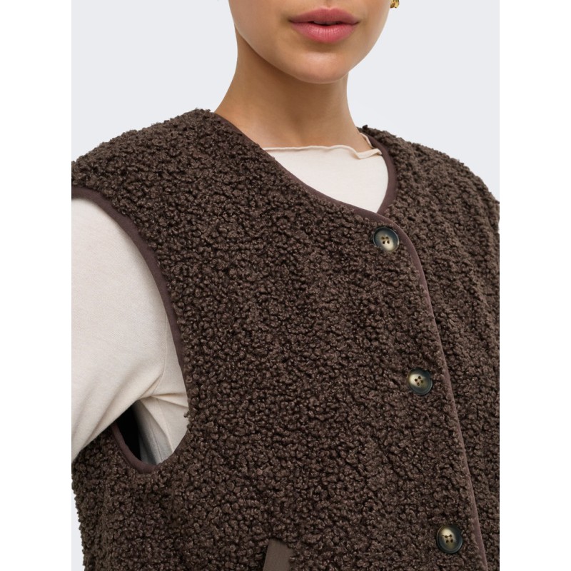 ONLY Lines teddy vest - Chocolate Martini