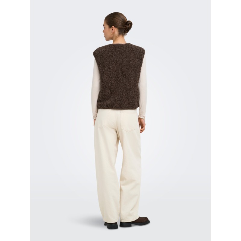 ONLY Lines teddy vest - Chocolate Martini