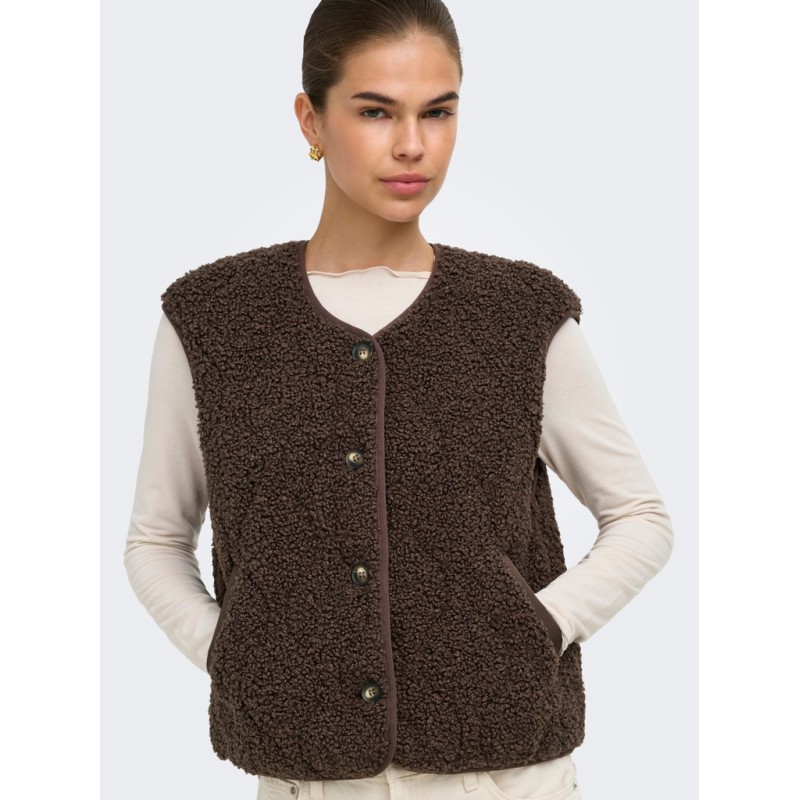 ONLY Lines teddy vest - Chocolate Martini
