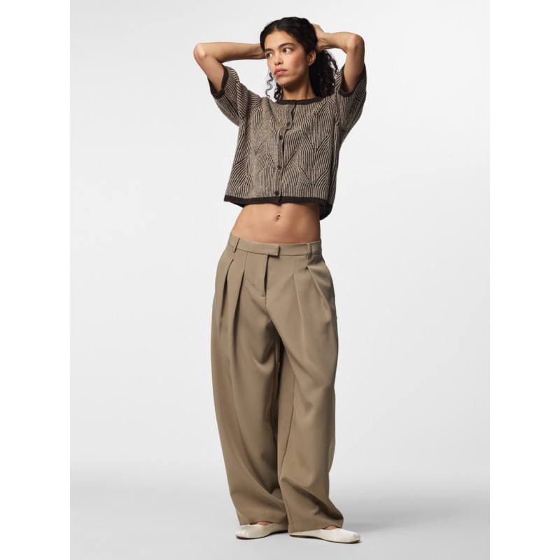 PIECES Jenna kortærmet strik cardigan - Hot Fudge / GREIGE