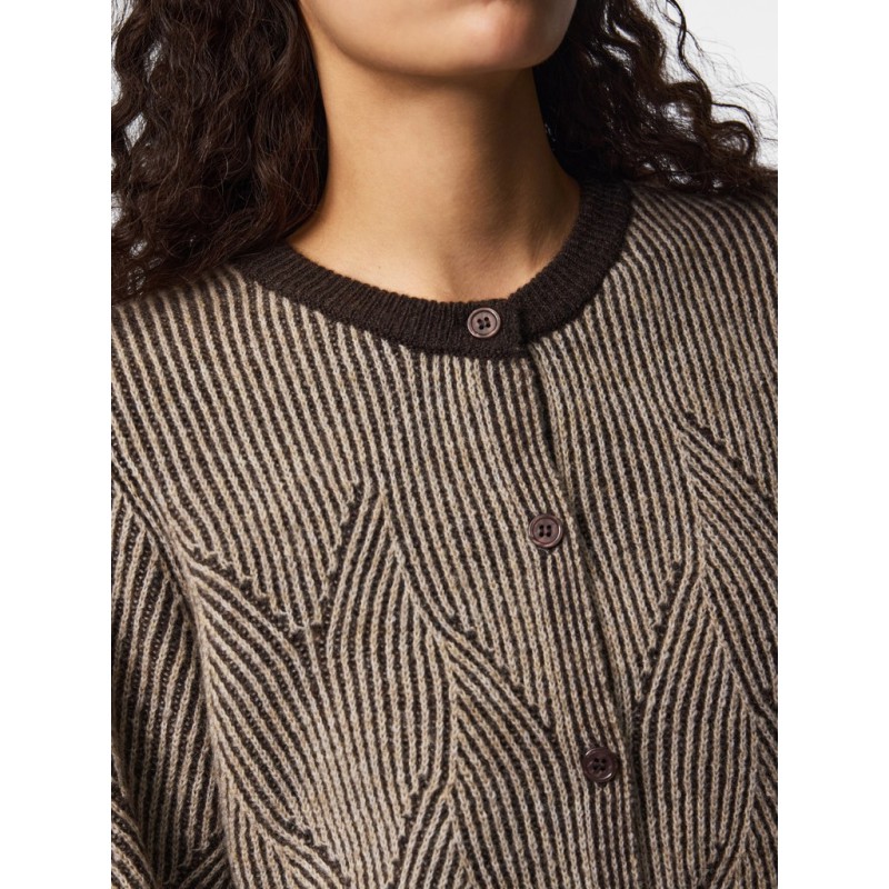 PIECES Jenna kortærmet strik cardigan - Hot Fudge / GREIGE