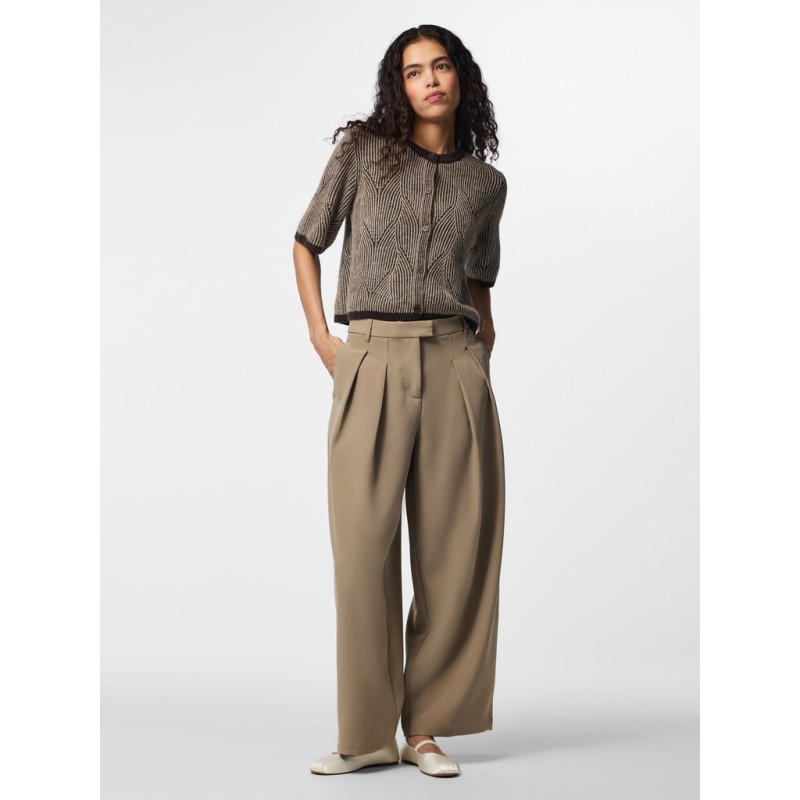 PIECES Jenna kortærmet strik cardigan - Hot Fudge / GREIGE