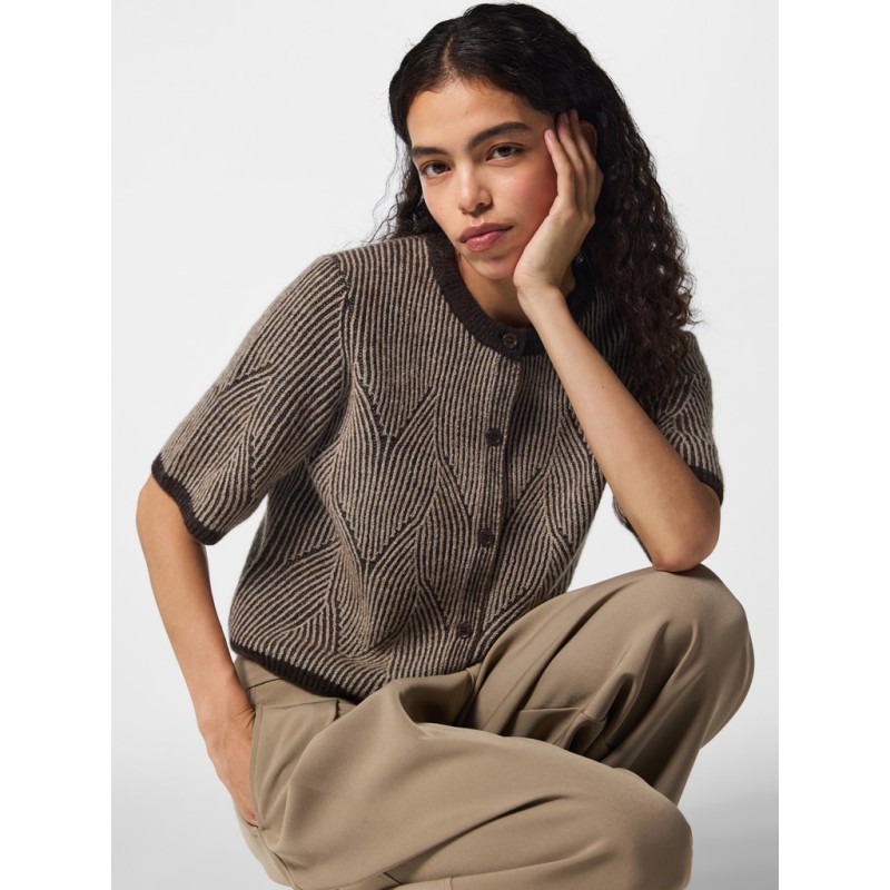 PIECES Jenna kortærmet strik cardigan - Hot Fudge / GREIGE