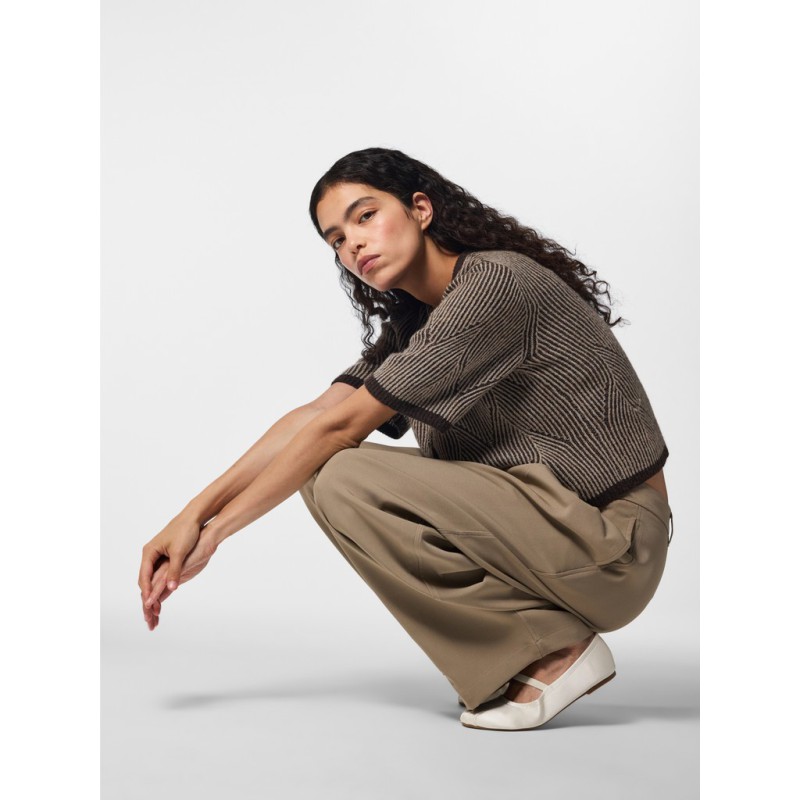 PIECES Jenna kortærmet strik cardigan - Hot Fudge / GREIGE
