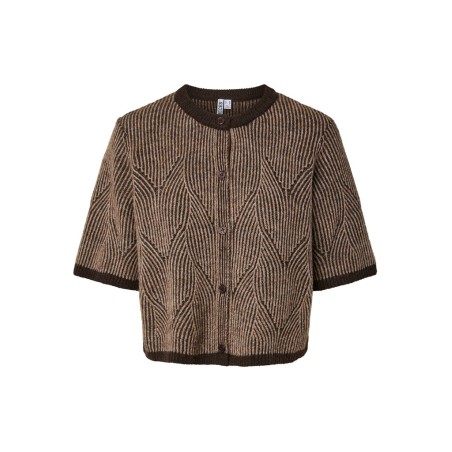 PIECES Jenna kortærmet strik cardigan - Hot Fudge / GREIGE