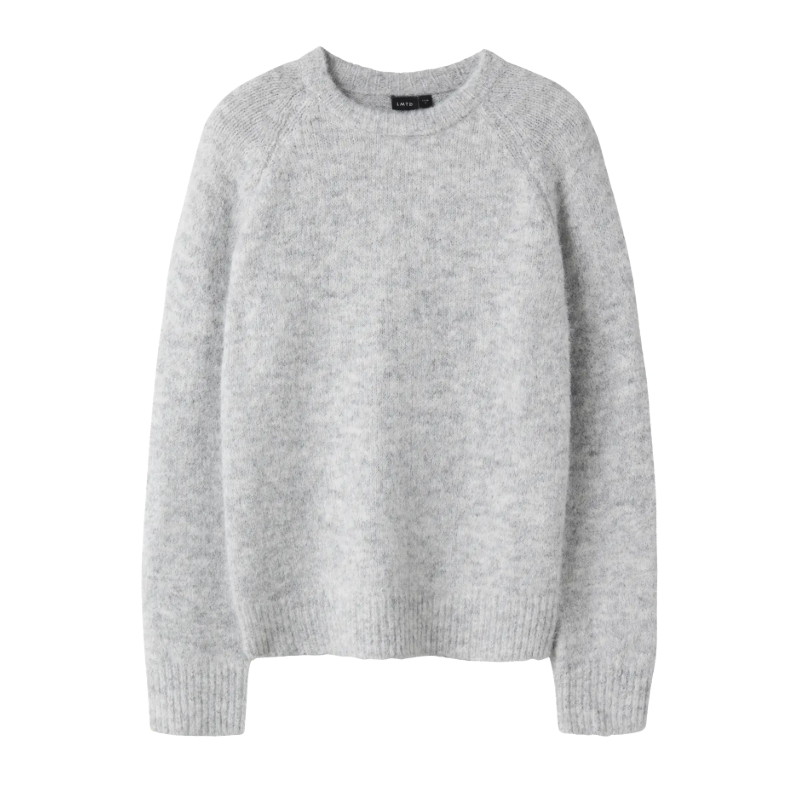 NAME IT KIDS Bullo langærmet kort strik - Light Grey Melange