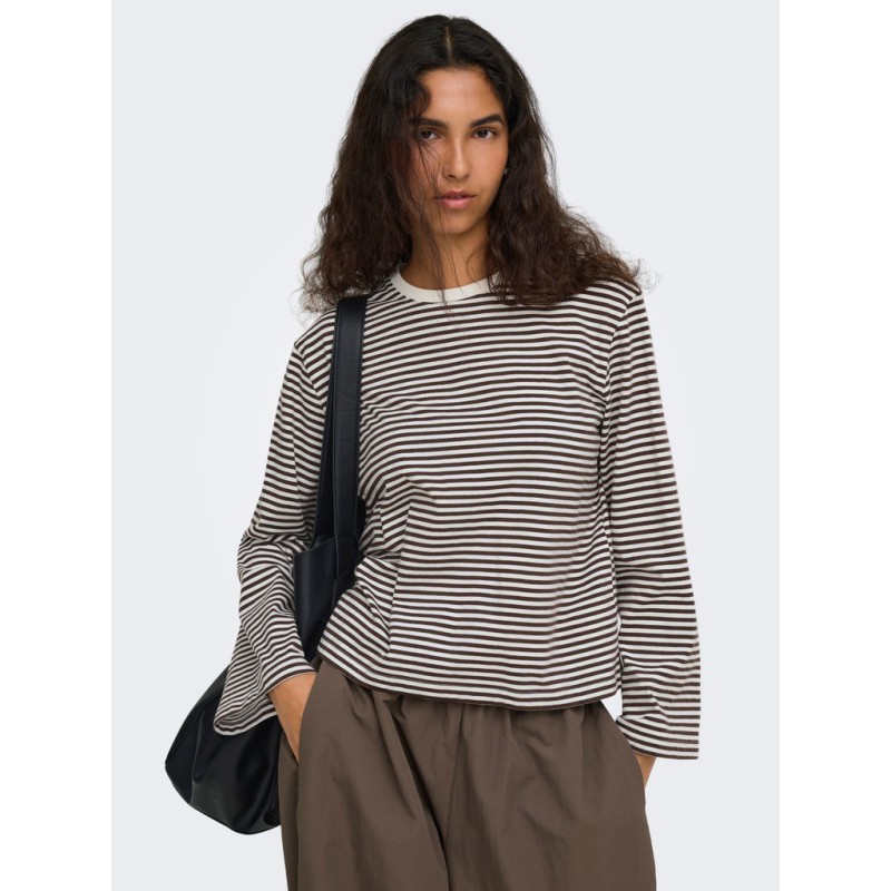 ONLY Freja langærmet bluse - Coffee Bean / CLOUD DANCER